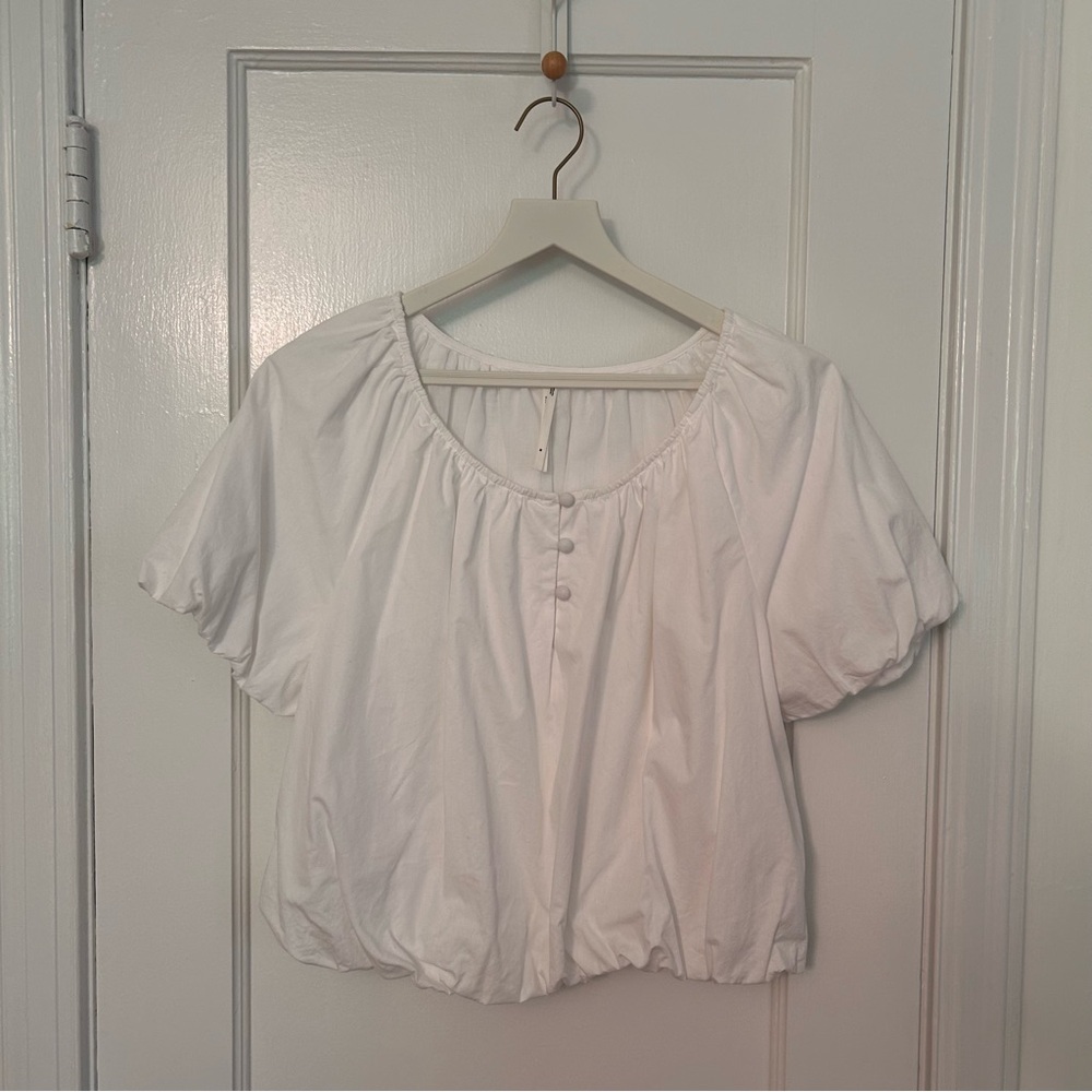 NWOT Anthropologie Puff Sleeve Cropped Blouse S-M